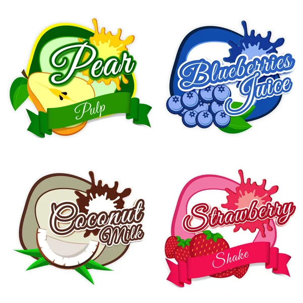 Fresh Fruits Stickers, Tags or Labels design. — Stock Vector