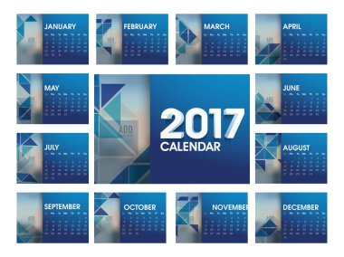 Komple Set 12 ay, 2017 takvim.