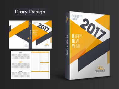 Diary Cover design for New Year 2017. clipart