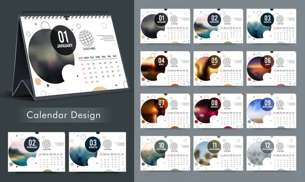 Δημιουργικό σχεδιασμό ετήσιο ημερολόγιο. — Διανυσματικό Αρχείο