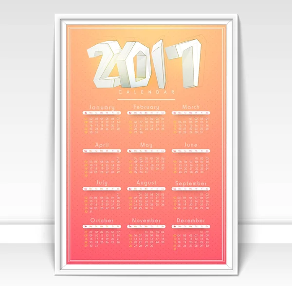 Kreativa årliga kalender för 2017. — Stock vektor