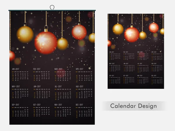 2017 anno calendario design . — Vettoriale Stock