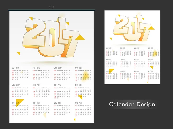 새 해 2017에 대 한 연간 캘린더 디자인. — 스톡 벡터