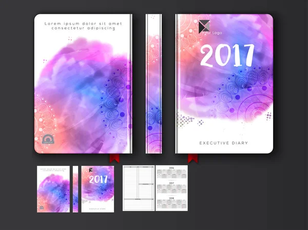 Buntes Tagebuch-Cover-Design für 2017. — Stockvektor