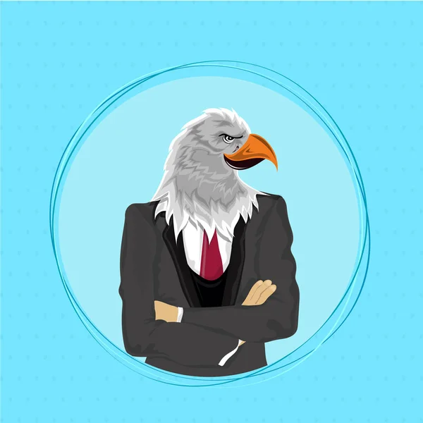 Eagle Bird in Suit, Anthropomorphic design. — Stock Vector