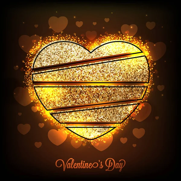 Golden Heart for Valentine's Day celebration. — Stock Vector