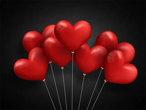 Herzförmige Luftballons zum Valentinstag. — Stockvektor