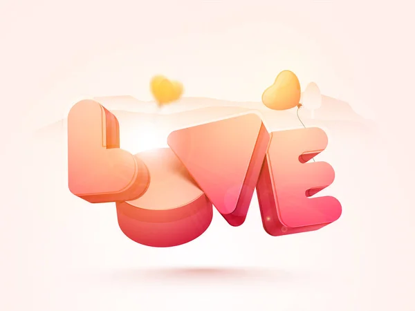 Texto 3D para a celebração do Dia dos Namorados . —  Vetores de Stock