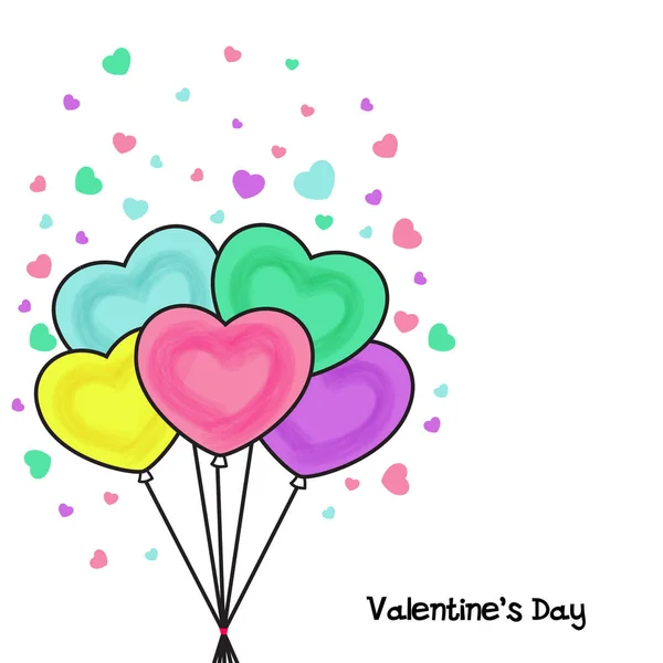 Herzförmige Luftballons zum Valentinstag. — Stockvektor