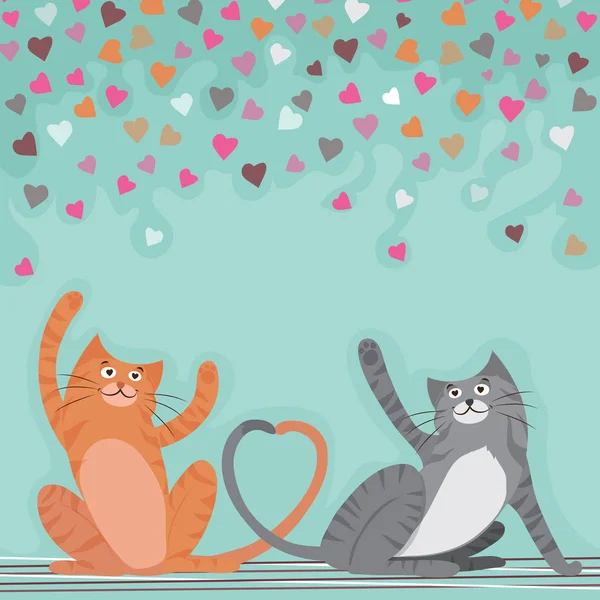 Schattige katten voor Valentine's Day viering. — Stockvector