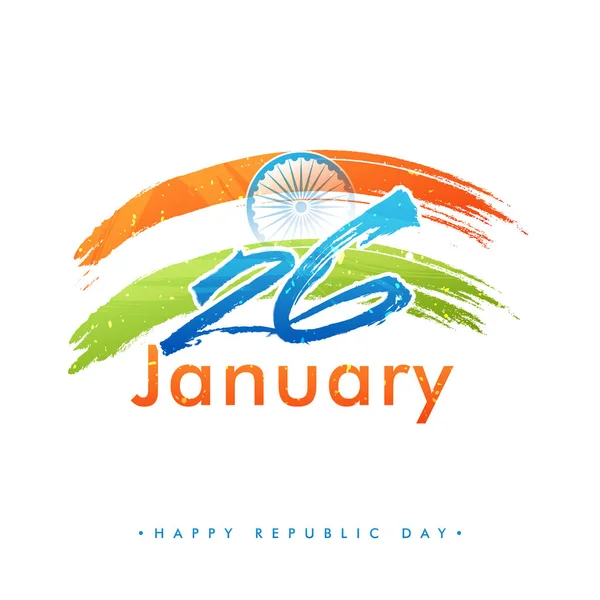Text 26 January with National Flag for Republic Day. — Stock Vector
