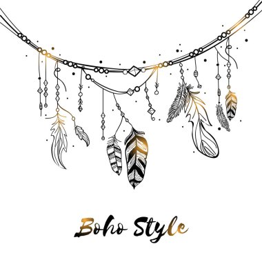 Boho tarzı kart tasarımı eşarplı.