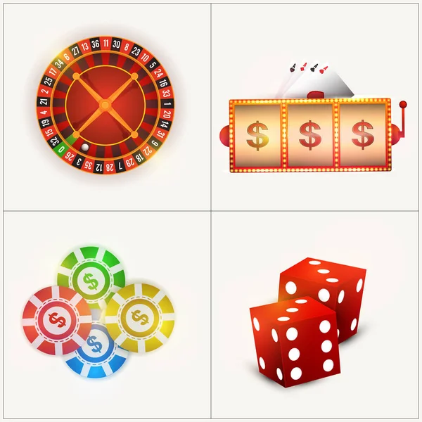 Uppsättning Casino objekt. — Stock vektor
