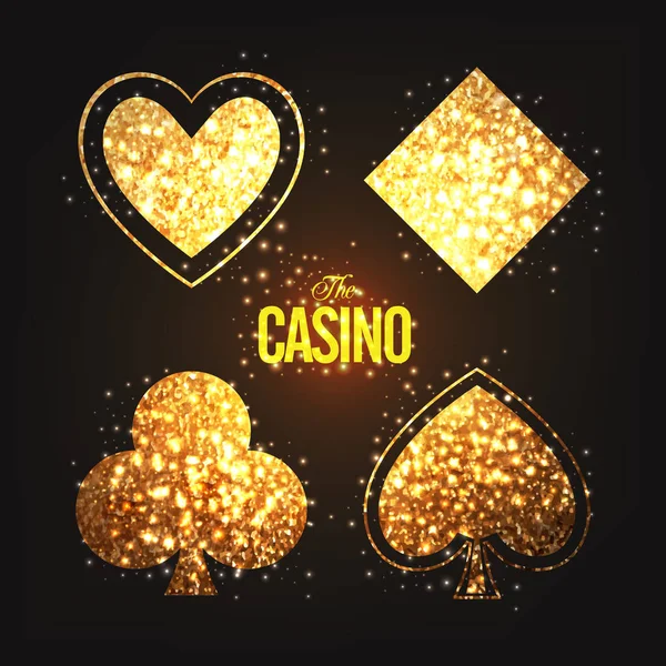 Golden Playing Cards símbolos para Casino . — Vector de stock