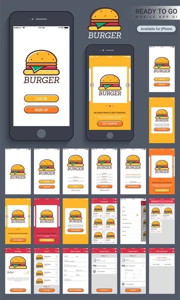 Food mobile apps benutzeroberfläche layout. — Stockvektor