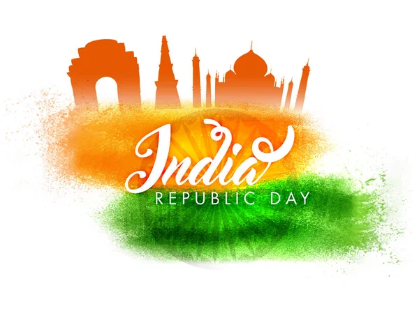 Ινδικό μνημεία για εορτασμό ημέρα Δημοκρατίας. — Διανυσματικό Αρχείο