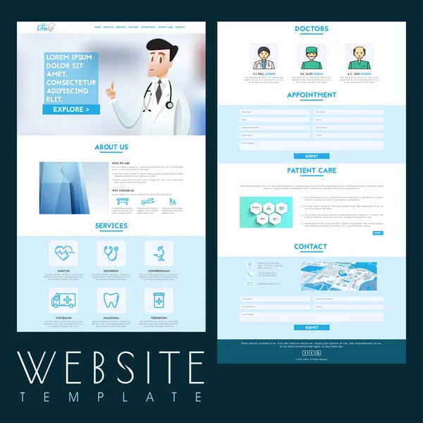 Gezondheid en medische Website Template design. — Stockvector