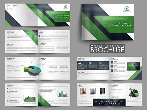 Twelve Pages Modern Multi-Purpose Brochure Set. — Stock Vector