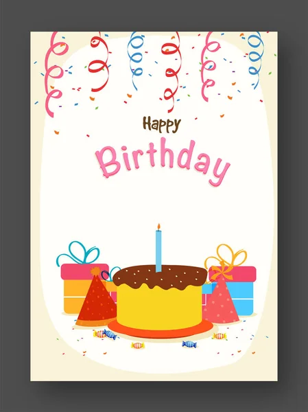 Birthday Invitation or Greeting Card. — Stock Vector