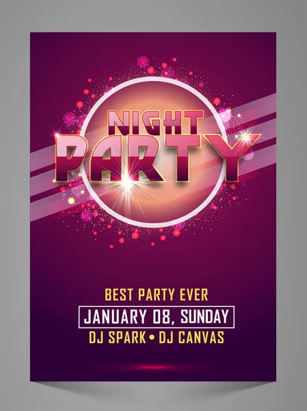 Eleganta Night Party fest Flyer. — Stock vektor