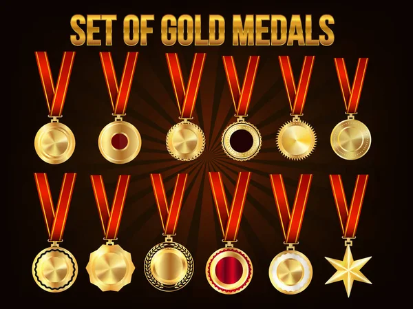 Conjunto de medalhas de ouro . —  Vetores de Stock
