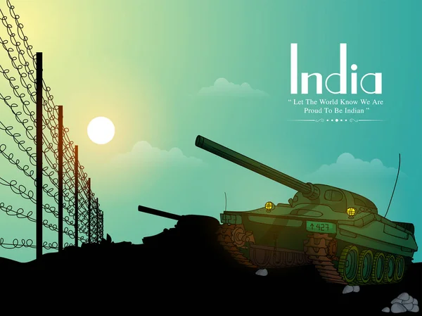 Tanque militar en la frontera para el Día de la República India . — Archivo Imágenes Vectoriales