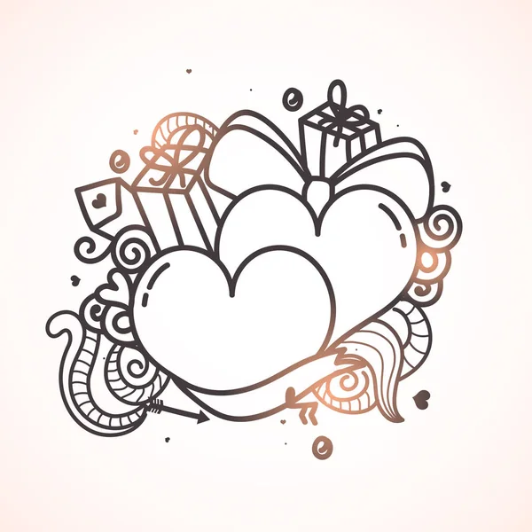 Doodle stil hjärtan till alla hjärtans dag firande. — Stock vektor