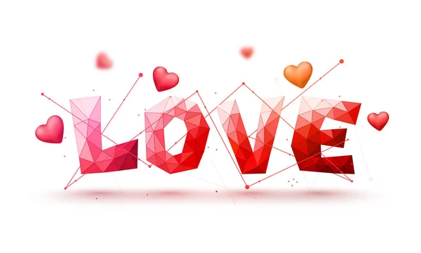 Origami kärlek Text för alla hjärtans dag firande. — Stock vektor