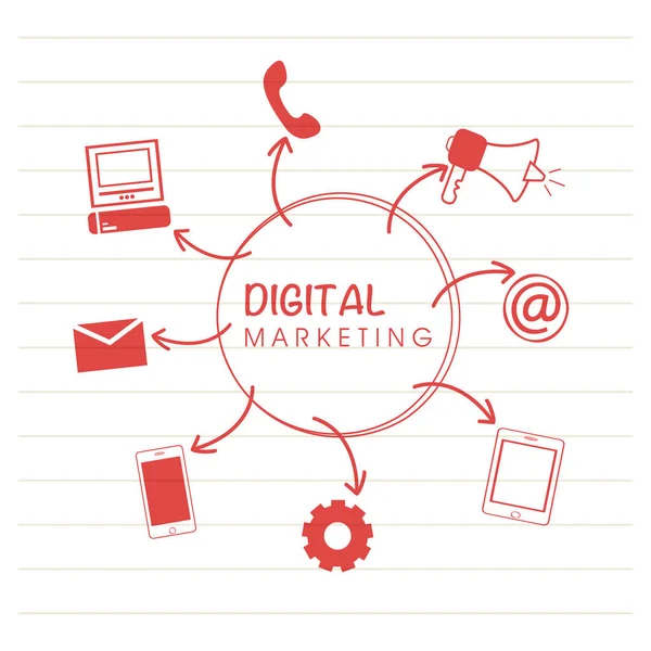 Elementos creativos para el concepto de marketing digital . — Archivo Imágenes Vectoriales