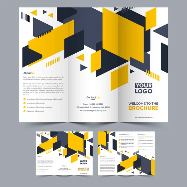 Två sida tre vik broschyr design. — Stock vektor