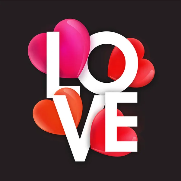 Liefde tekst met hart voor Valentine's Day viering. — Stockvector