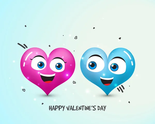 Hearts with Faces for Valentine's Day celebration. — Stock Vector