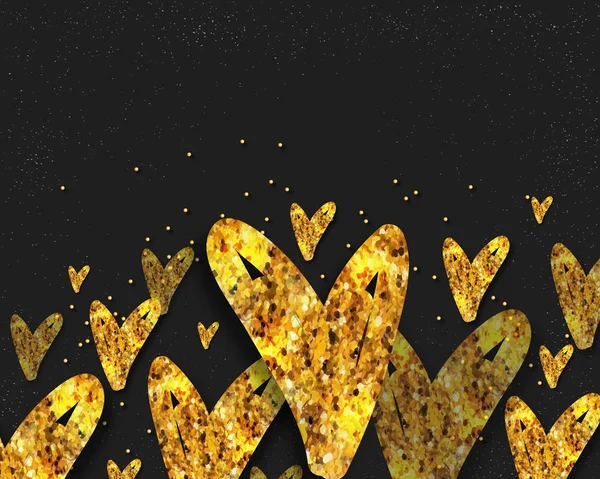 Coeurs d'or pour la Saint-Valentin . — Image vectorielle