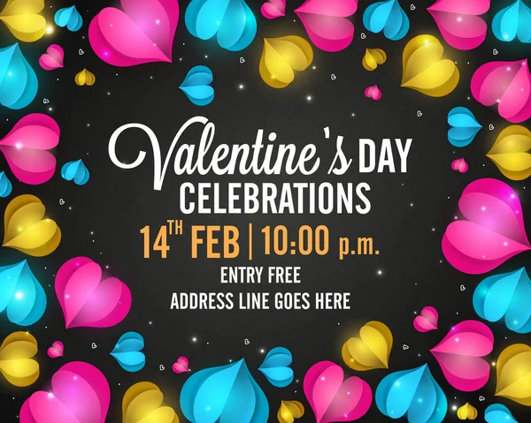 Valentine's Day partij viering Poster, Banner. — Stockvector
