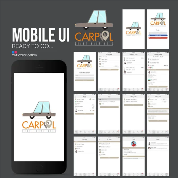 Progettazione dei materiali, interfaccia utente, UX per applicazioni mobili . — Vettoriale Stock
