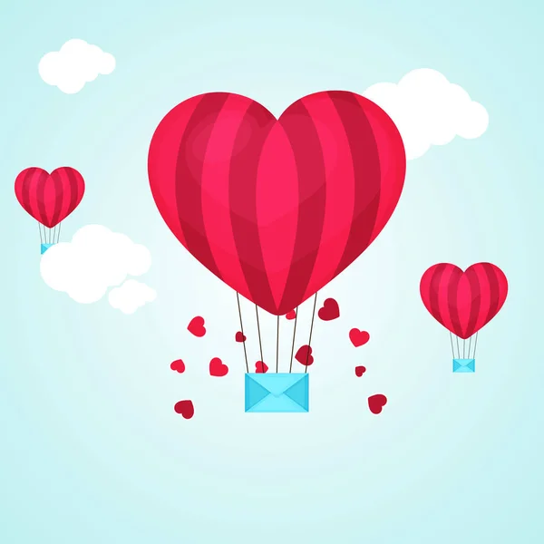 Hot Air Balloon a Valentine's Day Celebration. — Stock Vector