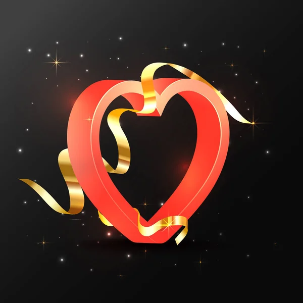 Coração 3D para a celebração do Dia dos Namorados . — Vetor de Stock