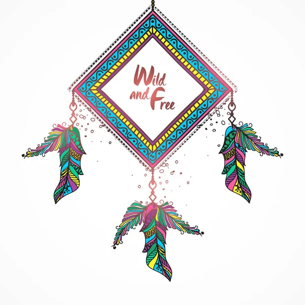 Creative Boho style Dream Catcher. Stock Vector