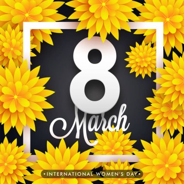 Dünya Kadınlar günü kutlama tebrik kartı tasarımı.