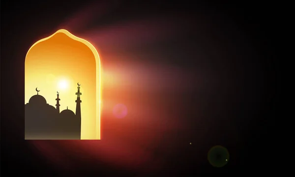Weergave van de moskee van een silhouet van een venster. — Stockvector