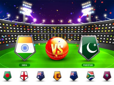Cricket Match Participating Countries Flag Shields. clipart