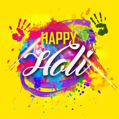Yaratıcı poster, afiş metin Holi mutlu ile.