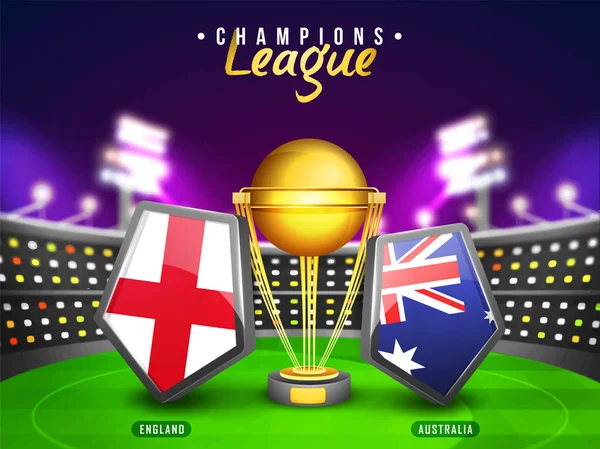 Anglie Vs Austrálie zemí vlajky štíty pro kriket. — Stockový vektor