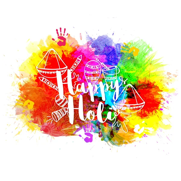 Χέρι doodle στοιχεία για χαρούμενο Holi γιορτή. — Διανυσματικό Αρχείο