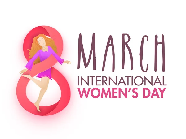 Kreativer Text 8. März mit jungen Mädchen zum Frauentag. — Stockvektor