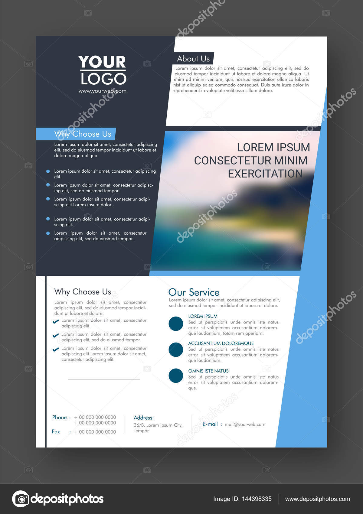 One Page Professional Business Flyer or Pamphlet. Stock Vector Pertaining To 1 Page Flyer Template