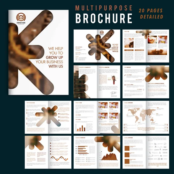 Ensemble de brochures professionnelles polyvalentes de 20 pages . — Image vectorielle