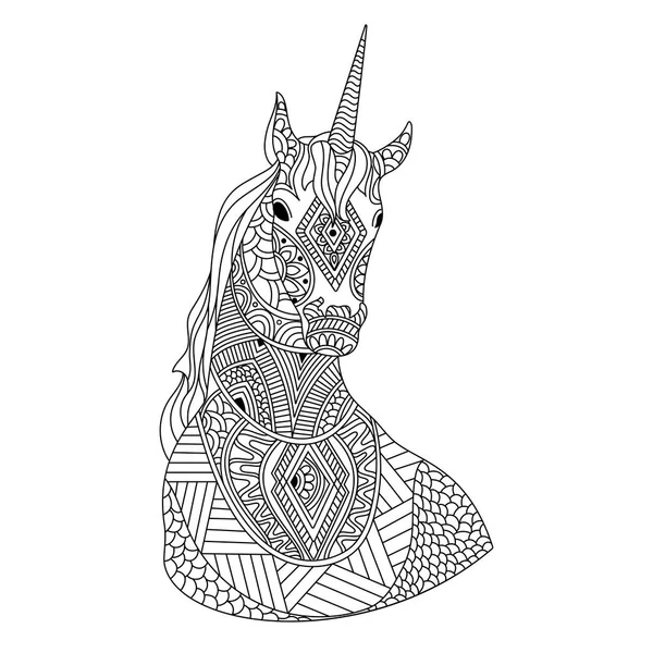 Handritad doodle illustration av Unicorn. — Stock vektor