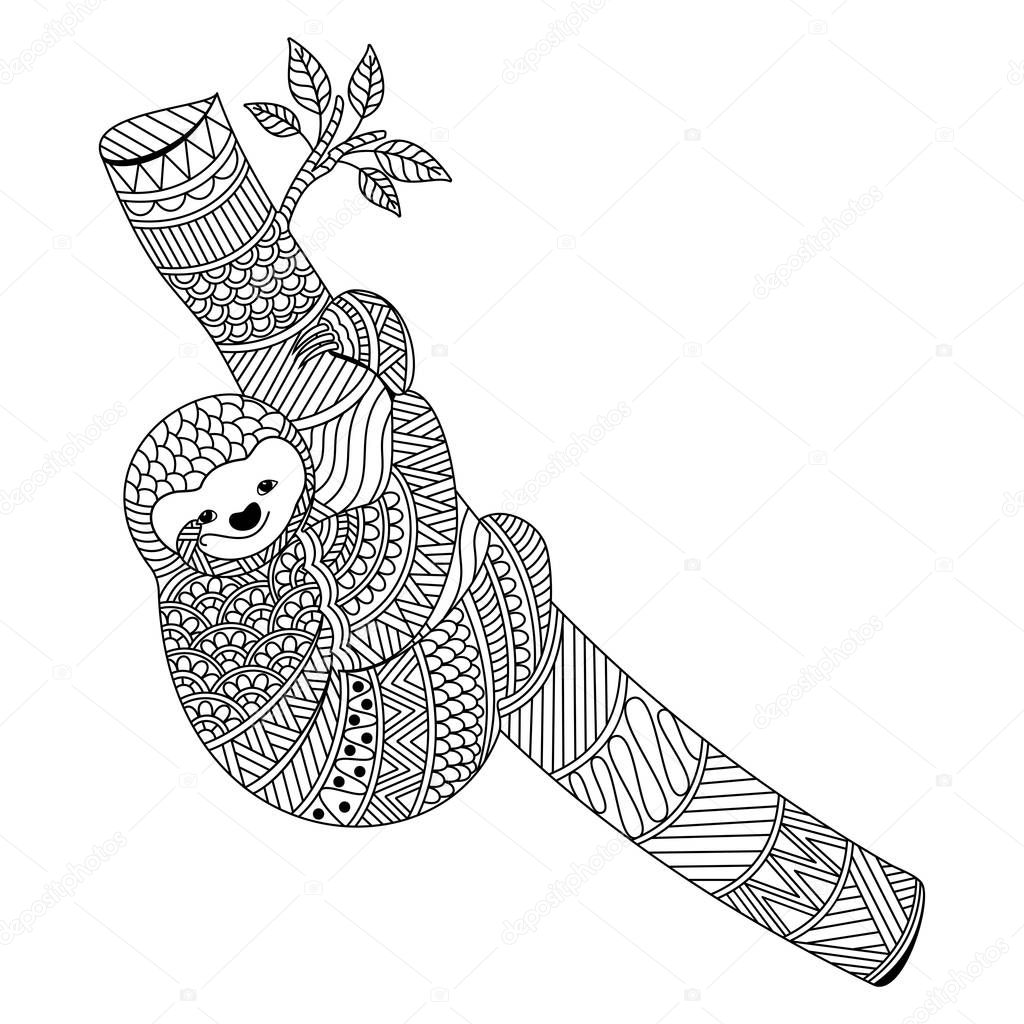 Creative doodle illustration of Koala Bear climbing on branch.