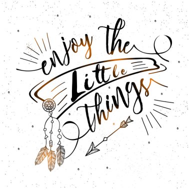 El çekilmiş Inspirational Alıntı boho tarzı.